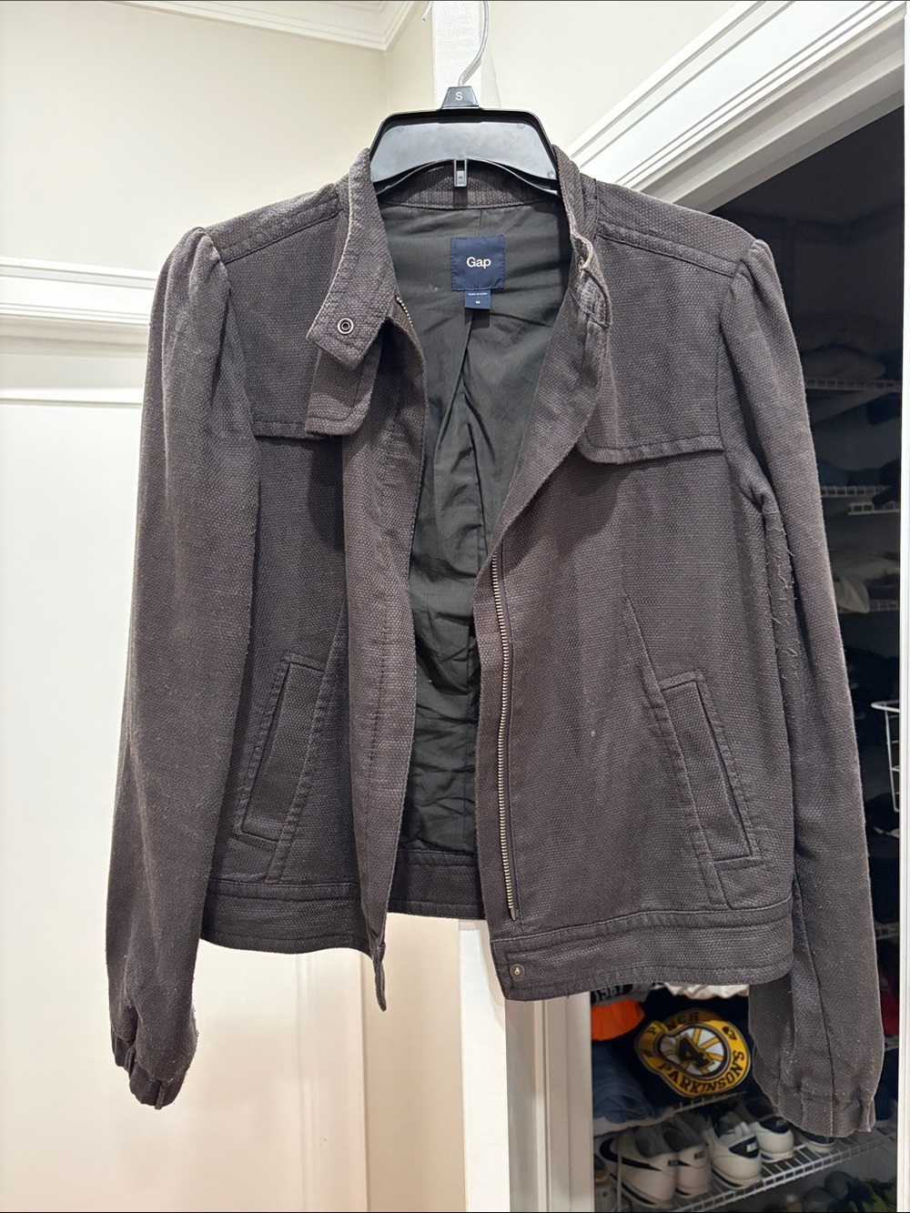 GAP womens Charcoal black Military-Style Field Jacket